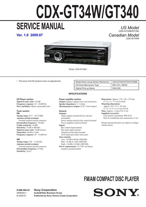 sony cdx gt240 car receivers owners manual Epub