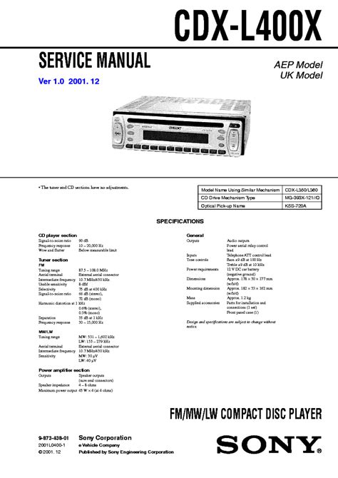 sony cdx l400x manual Doc