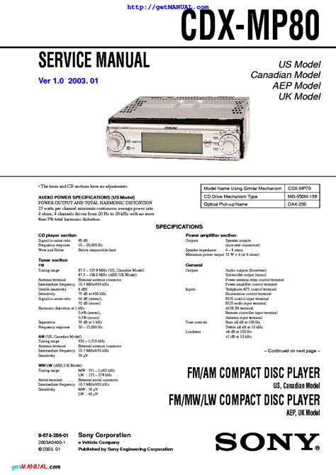 sony cdx mp80 car receivers owners manual Reader
