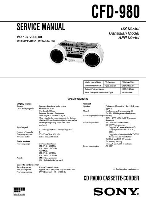 sony cfd 980 owners manual PDF