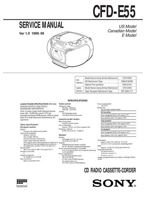 sony cfd e55 owners manual PDF