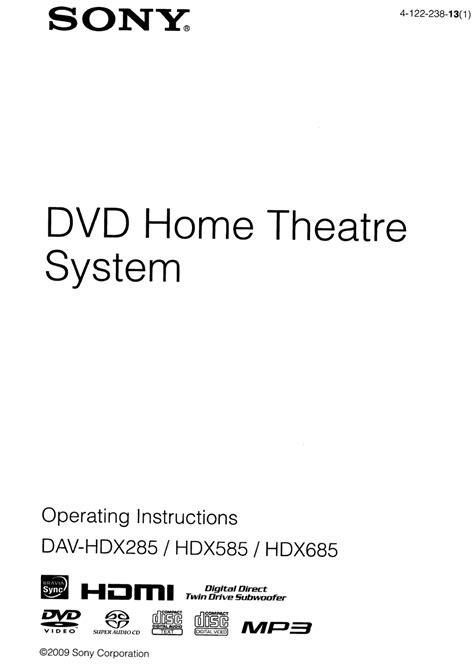 sony dav hdx285 user manual PDF