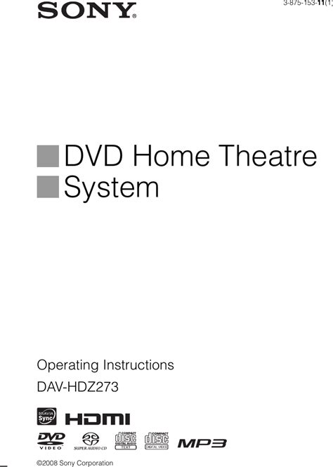 sony dav hdz273 home theater systems owners manual PDF