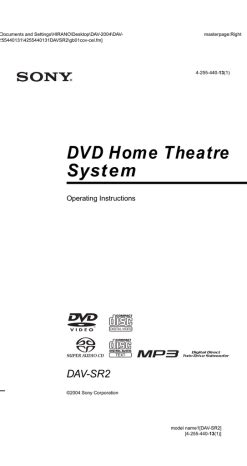sony dav sr2 home theater systems owners manual Kindle Editon