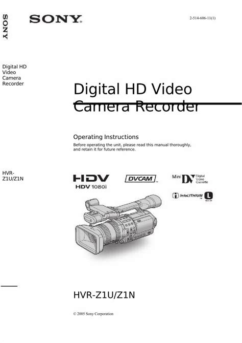 sony digital hd video camera recorder operating guide Epub