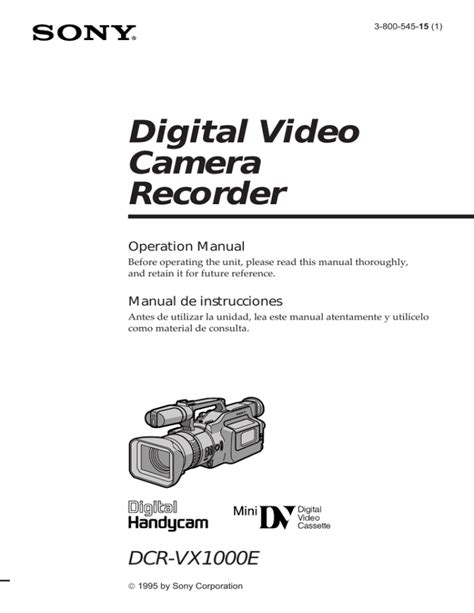 sony digital video camera recorder 72v manual PDF