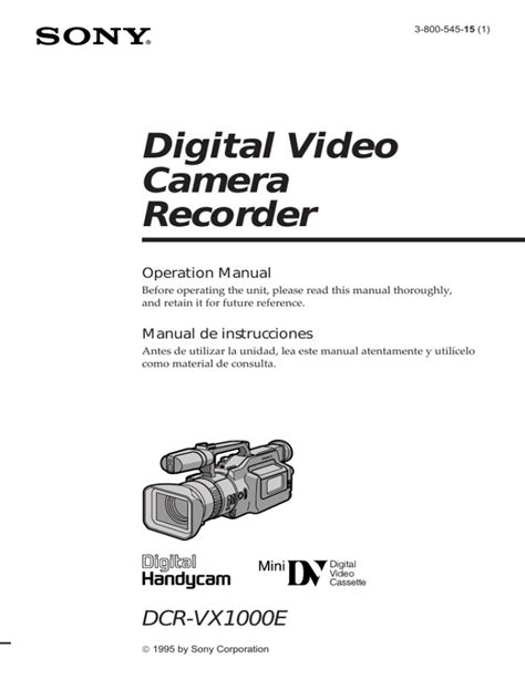 sony digital video camera recorder 72v manual PDF