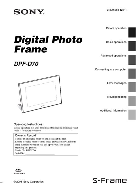 sony dpf d70 user manual PDF