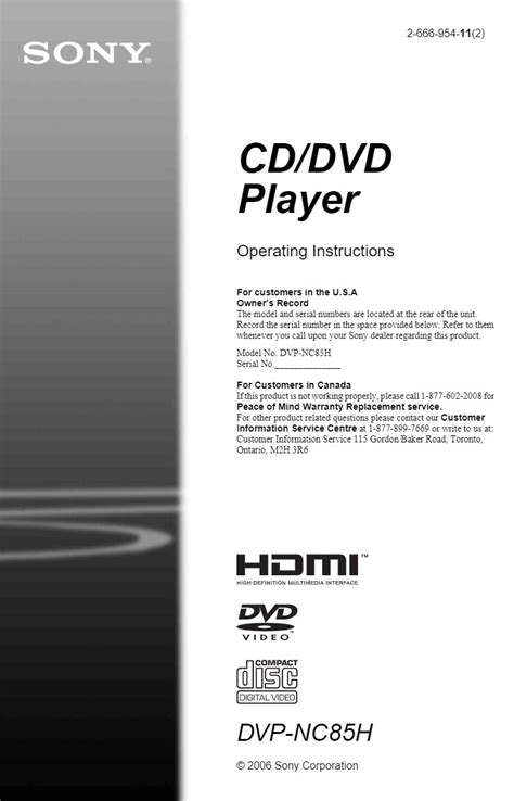 sony dvp nc85h dvd players owners manual Reader