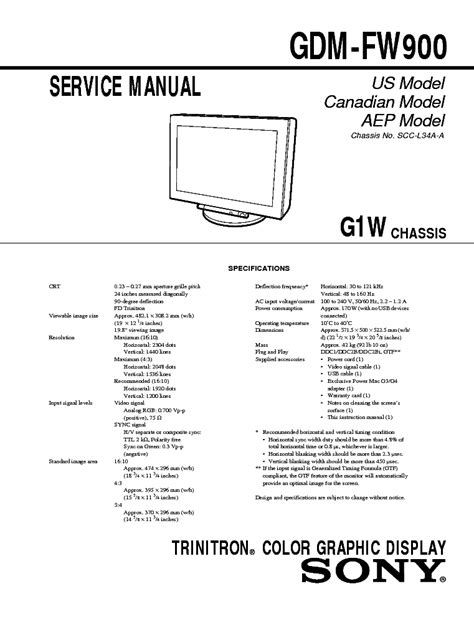 sony gdm fw900 monitors owners manual Reader