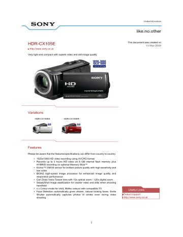 sony hdr cx105e camcorders owners manual Epub