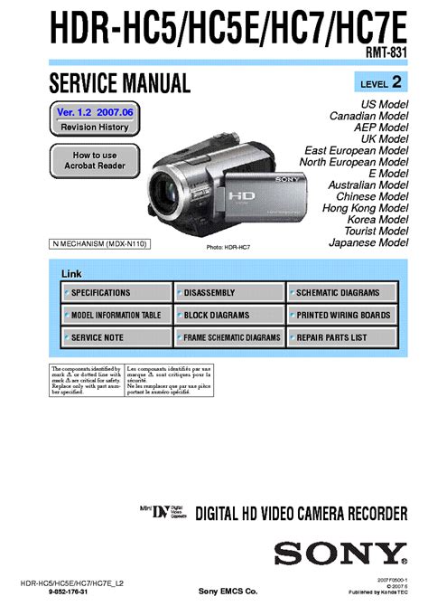 sony hdr hc7 service manual Kindle Editon