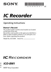 sony icd bm1a voice recorders owners manual Reader