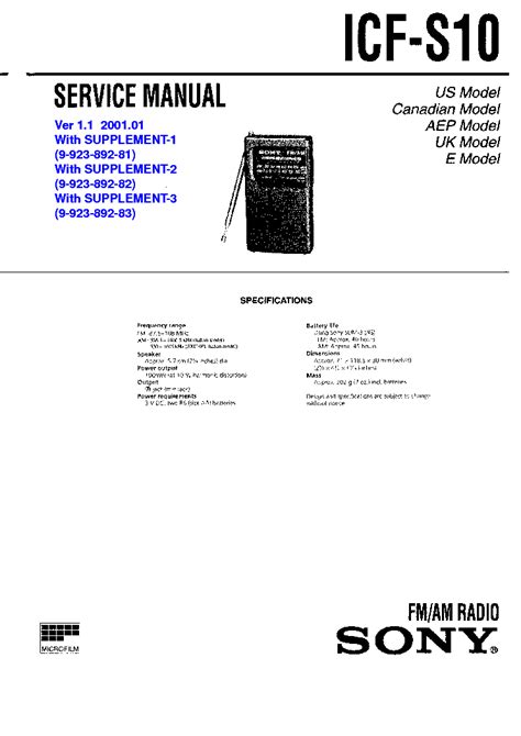 sony icf s10 radios owners manual Kindle Editon