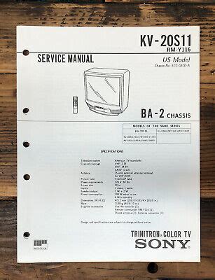 sony kv 20s11 tvs owners manual Doc