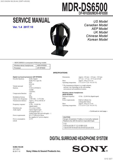 sony mdr ds6500 headphones owners manual Epub