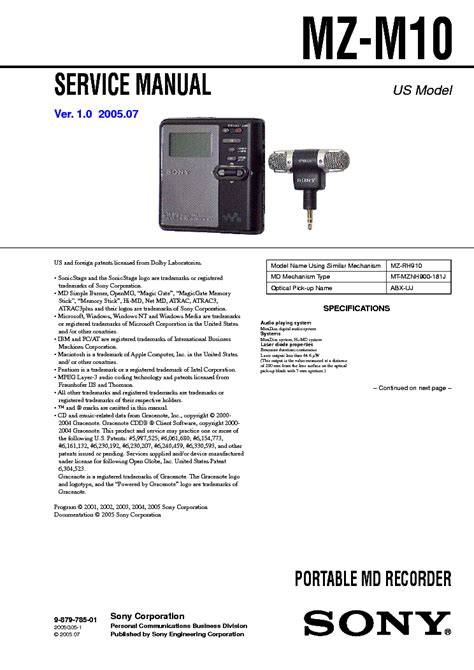 sony mz m10 owners manual Doc