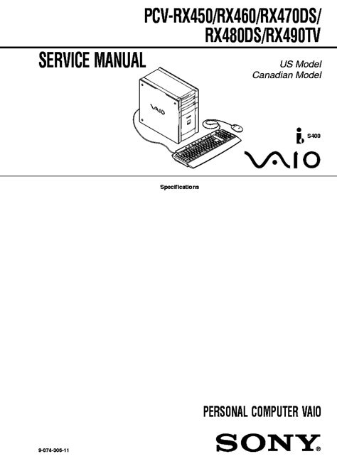 sony pcv rx480ds desktops owners manual PDF