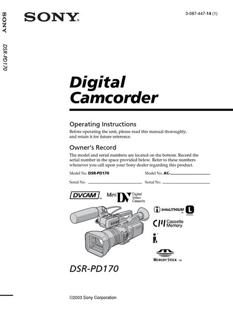 sony pd170 camera manual Reader