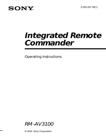 sony rm av3100 universal remotes owners manual Kindle Editon