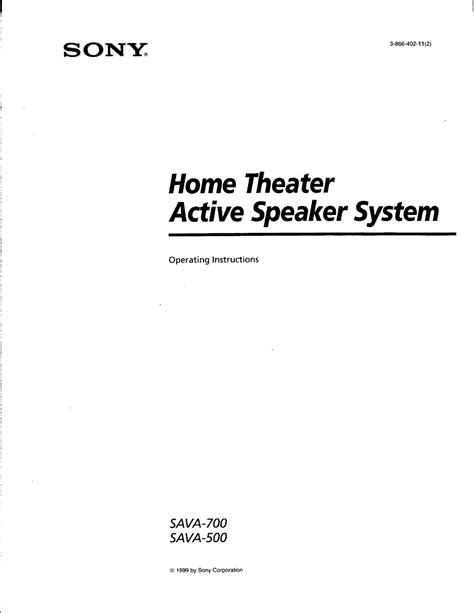 sony sa va500 speaker systems owners manual Doc