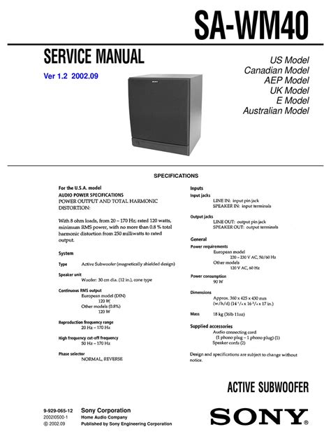 sony sa wm40 service manual PDF