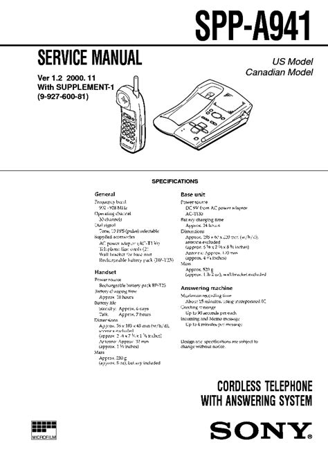 sony spp a941 service manual user guide Epub