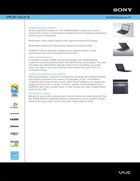 sony vpcb11ggx laptops owners manual Doc