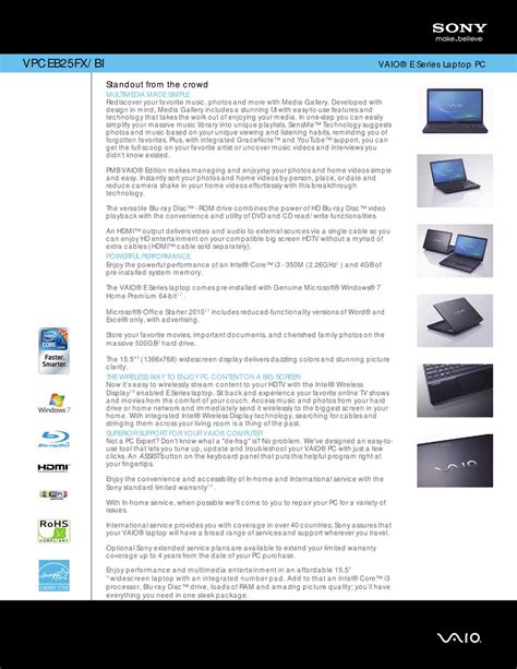 sony vpceb25fx laptops owners manual Doc