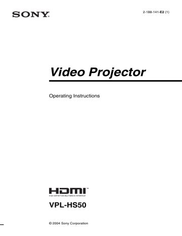 sony vpl hs50 projectors owners manual Reader