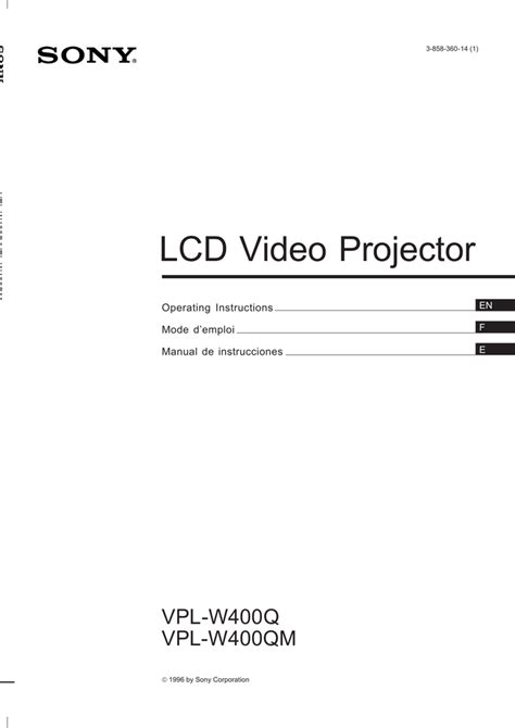 sony vpl w400q projectors owners manual Reader