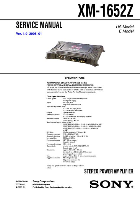 sony xm 1652z car amplifiers owners manual Epub