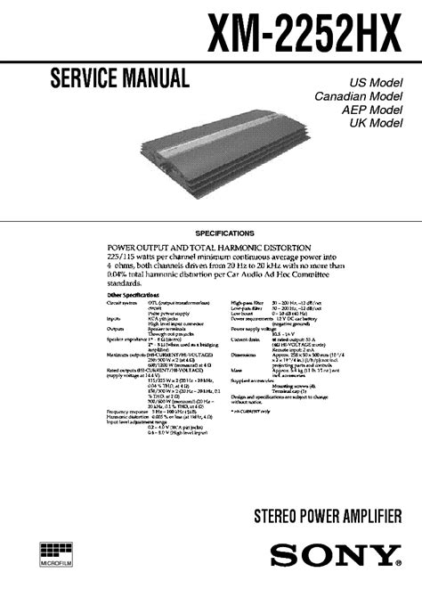 sony xm 2252hx car amplifiers owners manual PDF