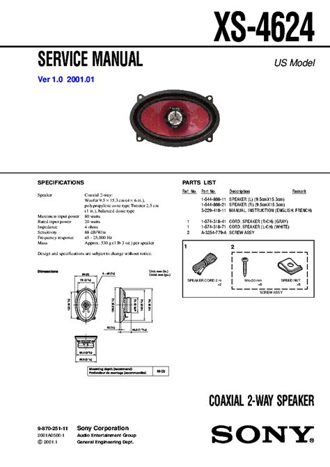 sony xs r1642 speakers owners manual Doc