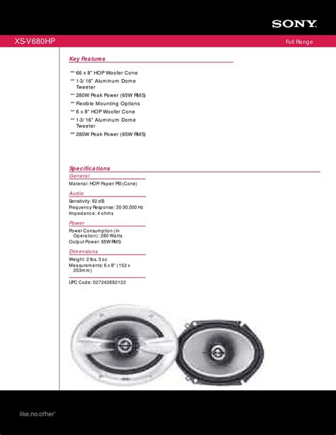 sony xs v680hp speakers owners manual PDF