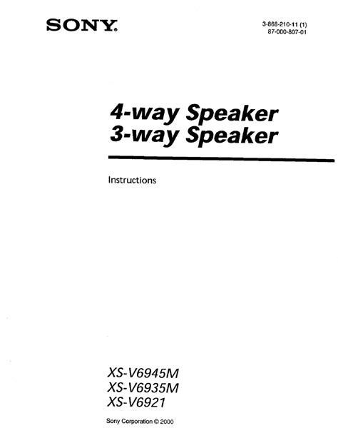 sony xs v6935m speakers owners manual Reader