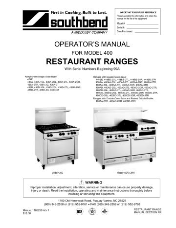 southbend 336a 3t ranges owners manual Kindle Editon