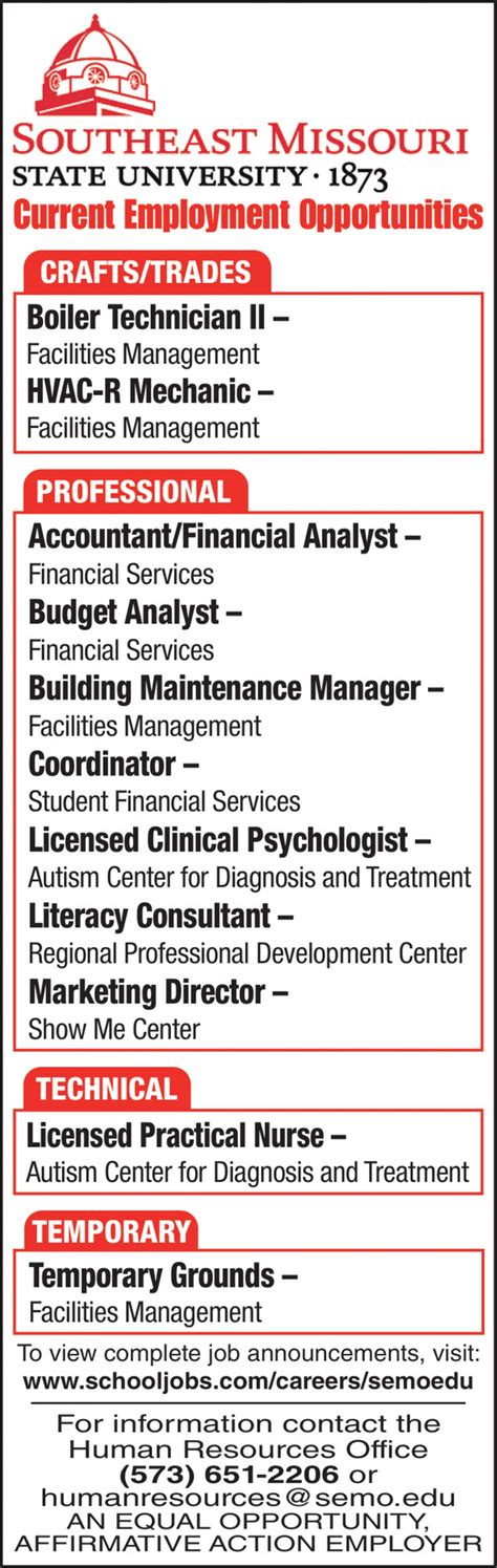 southeast mo state university jobs