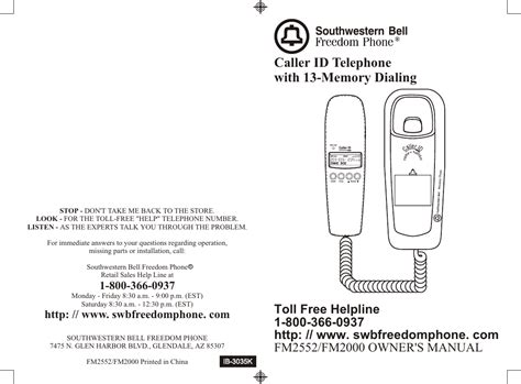 southwestern bell fm2552w telephones owners manual Doc