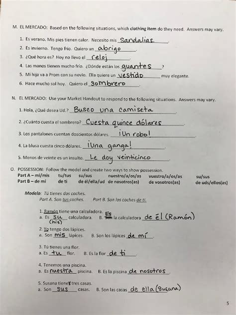spanish 1 workbook answers 5a page 91 Reader