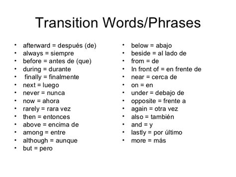 spanish essay transition words Reader