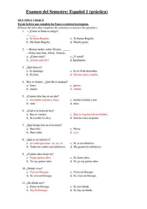spanish language test for beginners