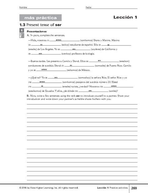 spanish vistas answer key PDF