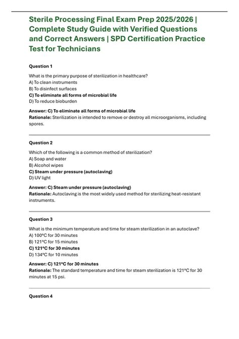 spd sterilization exam study guide Epub