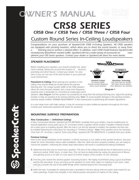 speakercraft crs8 one speakers owners manual Epub