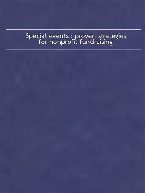 special events proven strategies for nonprofit fundraising Doc
