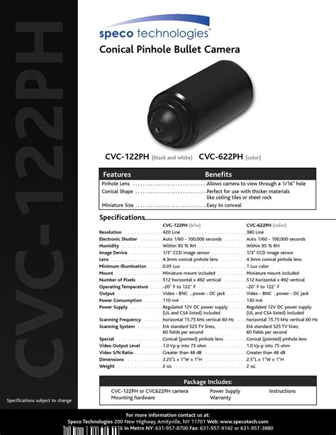 speco cvc 122ph digital cameras owners manual Reader