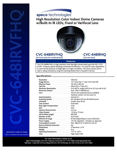 speco cvc 646hrw security cameras owners manual Reader