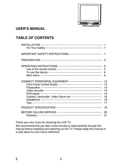 spectroniq tv owners manual PDF