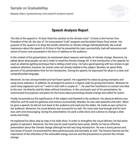 speech analysis essay sample Epub
